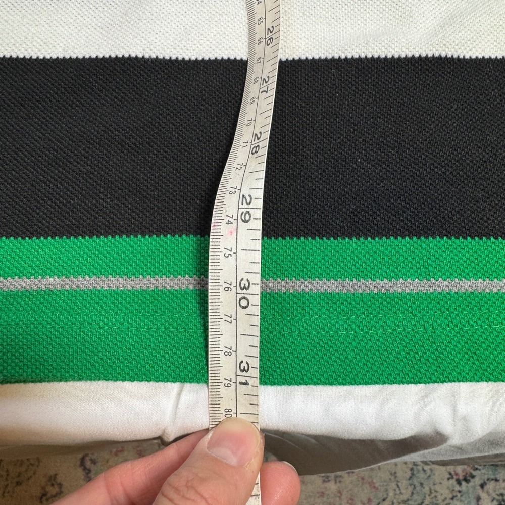 Lacoste Men's Striped Polo Shirt Green White Black Gray Classic Fit Size 11/XXL - Picture 5 of 7